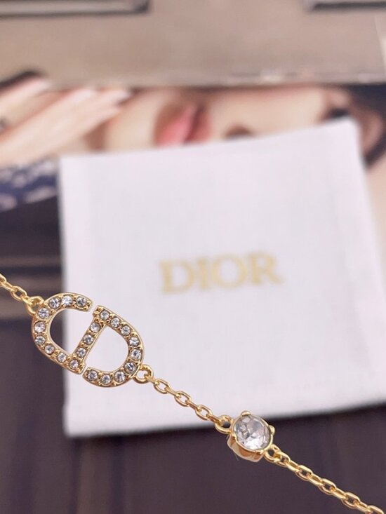 Dior Jewelry - D ior Petit CD Gold Crystal CD Logo Pendant Necklace 100% Authentic